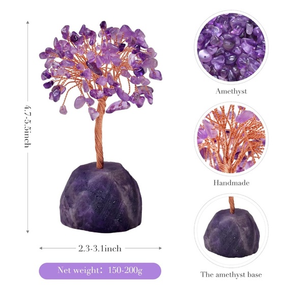 🆕New Feng Shui Healing Amethyst Crystal Gemstone Tree. 4-5inches - Picture 10 of 11